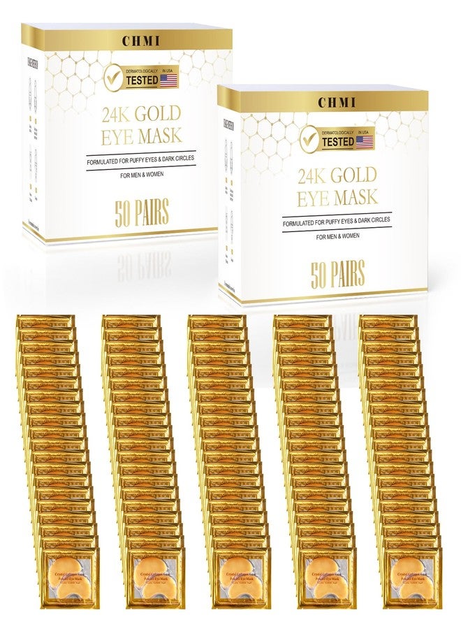 CHMI Under Eye Patches (100 Pairs) - 24K Gold Eye Patches for Puffy Eyes, Dark Circles, Eye Bags and Wrinkles, Collagen Skin Care Products, Beauty & Personal Care - Image 1
